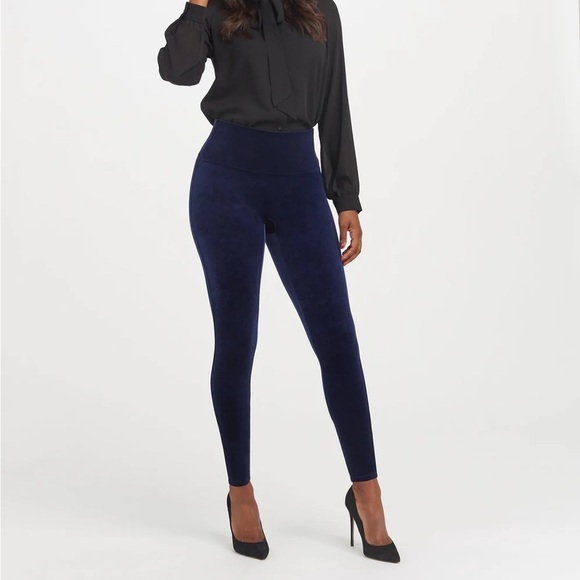 Spanx Velvet Leggings Navy Blue Regular - Picture 1 of 5
